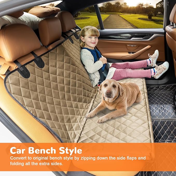 URPOWER XL Dog Seat Cover for Full-Size Truck Back Seat, Waterproof Hammock | 600D Oxford, Side Flaps with Zippers, Scratch Resistant, Non-Slip, Easy Install, Machine Washable, Dog Seat Belt Included - Image 4