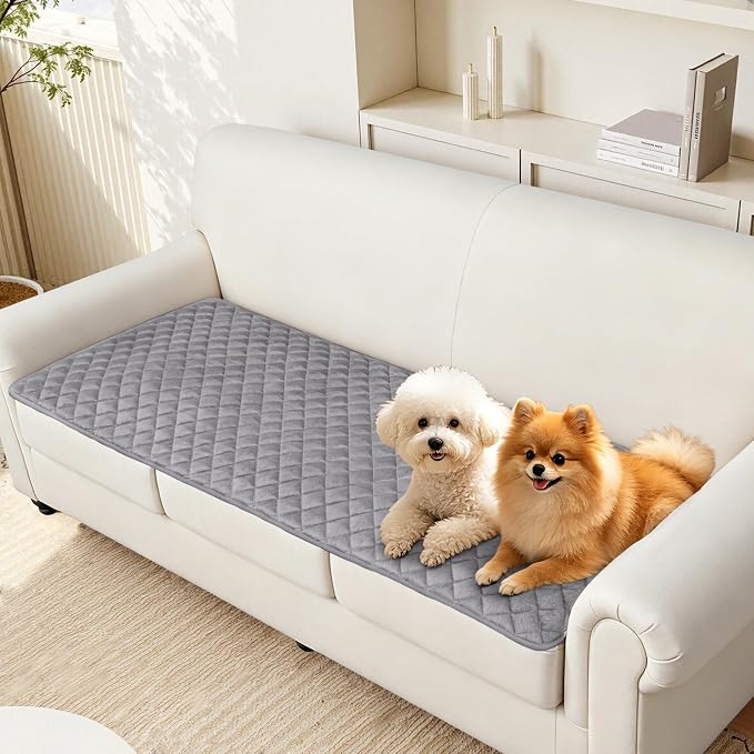 ALIECOM Sofa Cover Waterproof Couch Cover for Dogs Washable Velvet Sofa Slipcovers Loveseat Covers for 2 Cushion Couch Pet Friendly Non Slip Furniture Protector (Medium Grey, 27.6" x 59.1") - Image 8