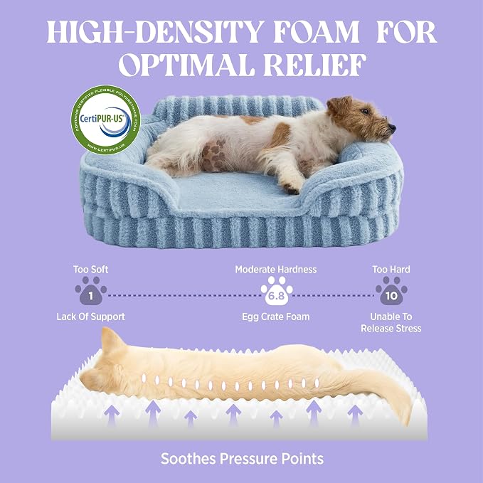 LE SURE Cute Cozy High Back Orthopedic Dog Beds Medium Size Dog,28" Blue | Waterproof Pet Bed with Sides, Aesthetic Comfy Egg-Crate Foam Pet Couch Sofa, Removable Washable Cover, Non-Slip Bottom - Image 4