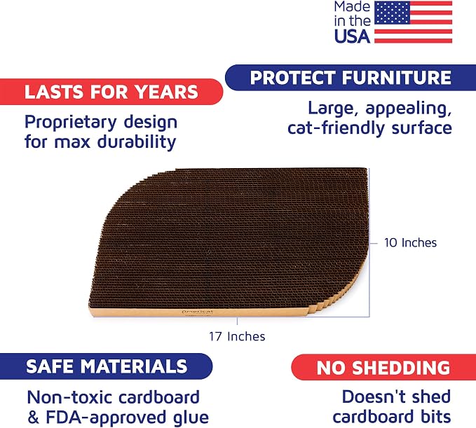Cat Scratcher by Americat – Made in USA Cardboard Scratching Pad & Lounger – X Large, 2-Sided, Heavy, No-Shedding, Long-Lasting (Rectangle) - Image 2