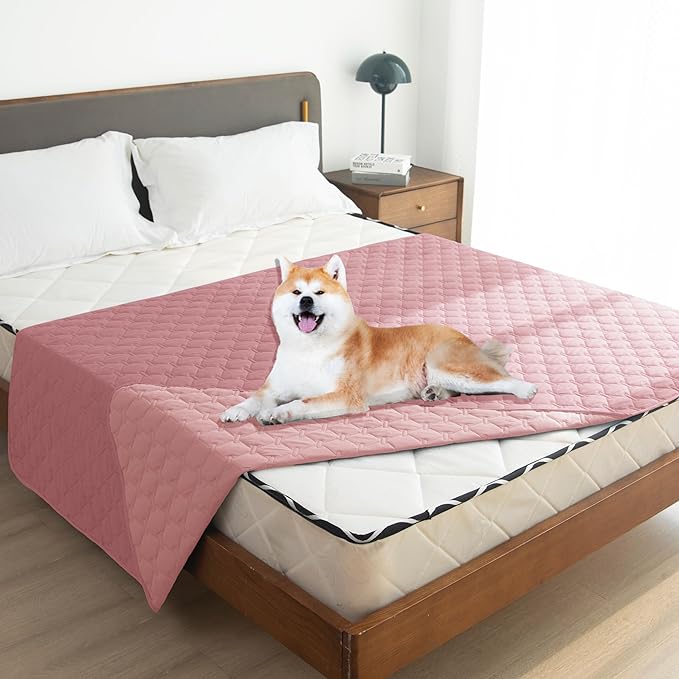 gogobunny 3X Stronger Waterproof Pet Blanket, Scratch Proof Furniture Protector for Dogs Cats, Reversible Cover 82x82 Inch, Dark Pink/Light Pink - Image 4