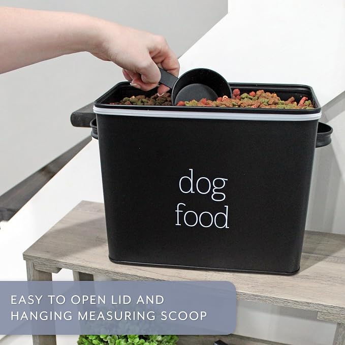 AuldHome Design Retro Dog Food Canister (Black); Modern Farmhouse Style Storage Bin for Pet Food - Image 5
