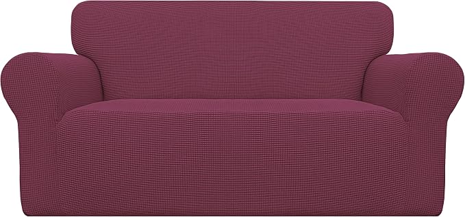 Easy-Going Stretch Loveseat Couch Covers Washable ASH Rose | 1-Piece Loveseat Covers for 2 Cushion Couch Furniture Protector RV Sofa Slipcover Soft with Bottom for Kids Pets by Easy-Going