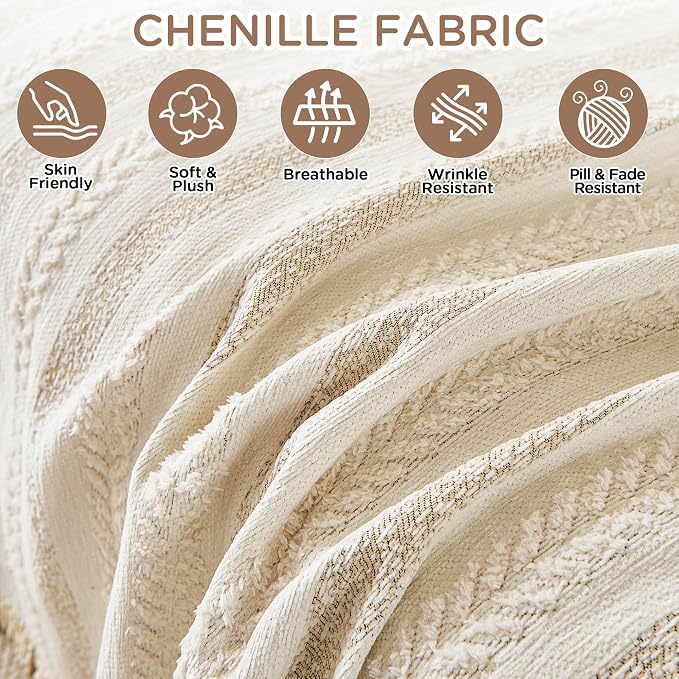 Couch Cover for Sofa, Boho Sofa Covers Washable 3 Cushion for Dogs | Chenille Sofa Slipcover for Pet, L-Shape Sectional Furniture Cover Soft Blanket Loveseat Protector, Striped Beige, 71"x118" - Image 10