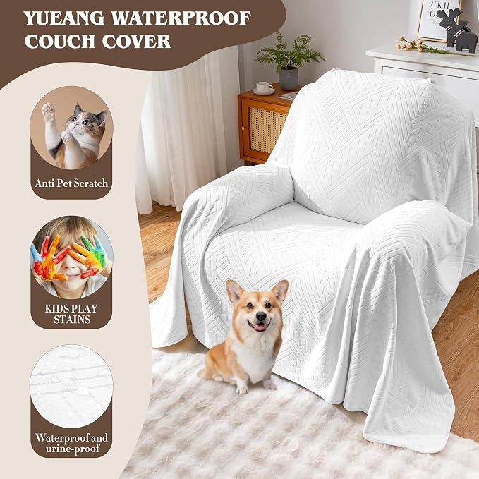 Waterproof Recliner Cover, Anti-Slip Reclining Chair Covers, Pet-Friendly, Washable, Durable and Breathable Couch Covers – Reversible Design for Sofa Protection(71x71in/White) - Image 5