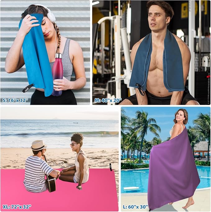 BOGI Microfiber Travel Sports Towel-Quick Dry Towel, Soft Lightweight Microfiber Camping Towel Absorbent Compact Travel Towel for Camping Gym Beach Yoga Swimming Backpacking (S:16''x32'',2Pcs-Grey) - Image 9