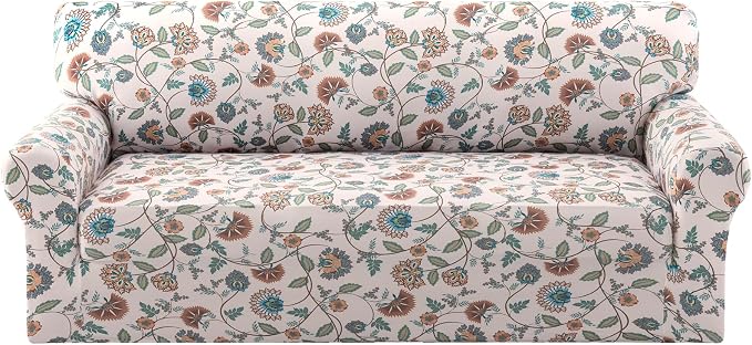 H.VERSAILTEX Printed Couch Covers Printed Sofa Cover High Stretch Couch Cover for 3 Cushion Couch Washable Sofa Slip Covers Furniture Protector(Cottage Charm,Sofa) by HVERSAILTEX