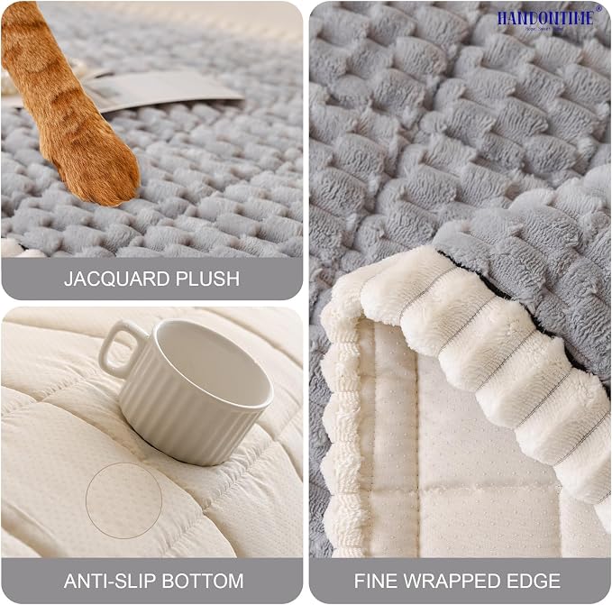 HANDONTIME Pet Couch Cover Fuzzy Sofa Covers for Pets, Couch Covers for Dogs, Washable Dog Sofa Cover Protector, Jacquard Fuzzy Non Slip Cushion Slipcover Pet Friendly (Grey, 27.6" x 59.1") - Image 3