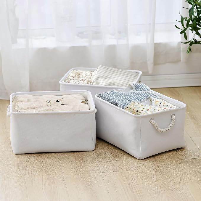 TheWarmHome Fabric Storage Bin, Large 1 Pack 15.7L*11.8W*8.3H Storage Basket for Home Storage and Organization, Shelf Basket with Cover for Living Room Bedroom Closet（White - Image 4