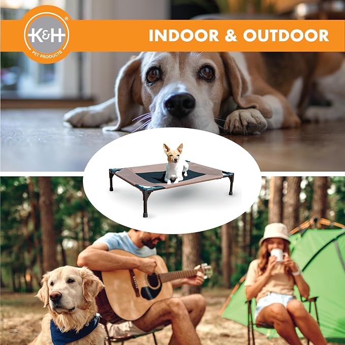 K&H Outdoor Elevated Dog Bed - Cooling Raised Dog Bed for Medium & Large Pets, Breathable Mesh Center Hammock Design, Indoor/Outdoor Washable Cover, Portable Metal Frame, Chocolate, Large 42x30in - Image 8