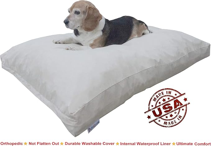 Dogbed4less Large Memory Foam Dog Bed for Medium Dogs, Orthopedic Comfort, Waterproof Liner and Suede Pet Bed Cover 41"X27" Pillow, Khaki - Image 2