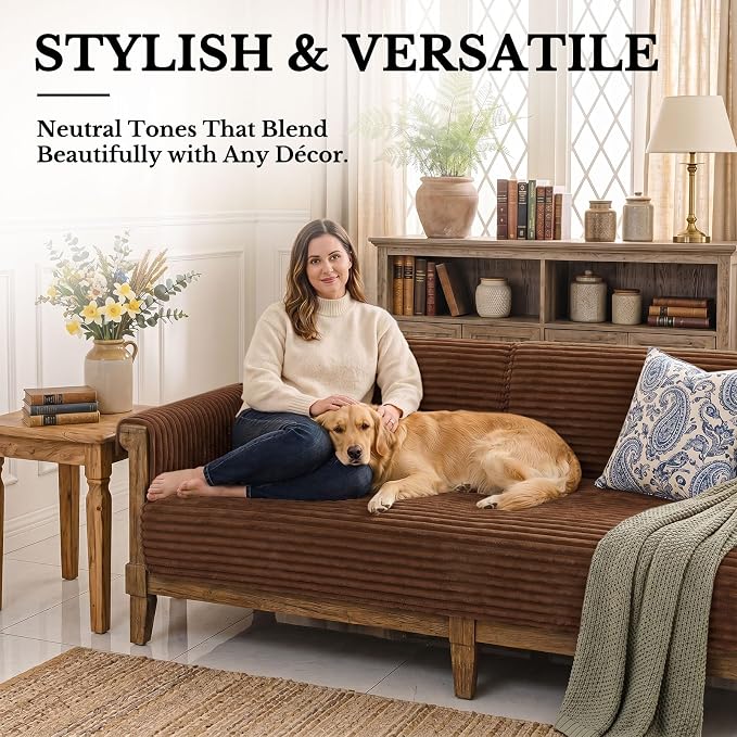 Smiry Waterproof Couch Cover for Dogs, Washable Non Slip Plush Protector | Waterproof Protection, Plush Flannel, Non Slip Backing, Pet Hair & Scratch Protection, Soft Cover (36" x 82.7") - Image 2