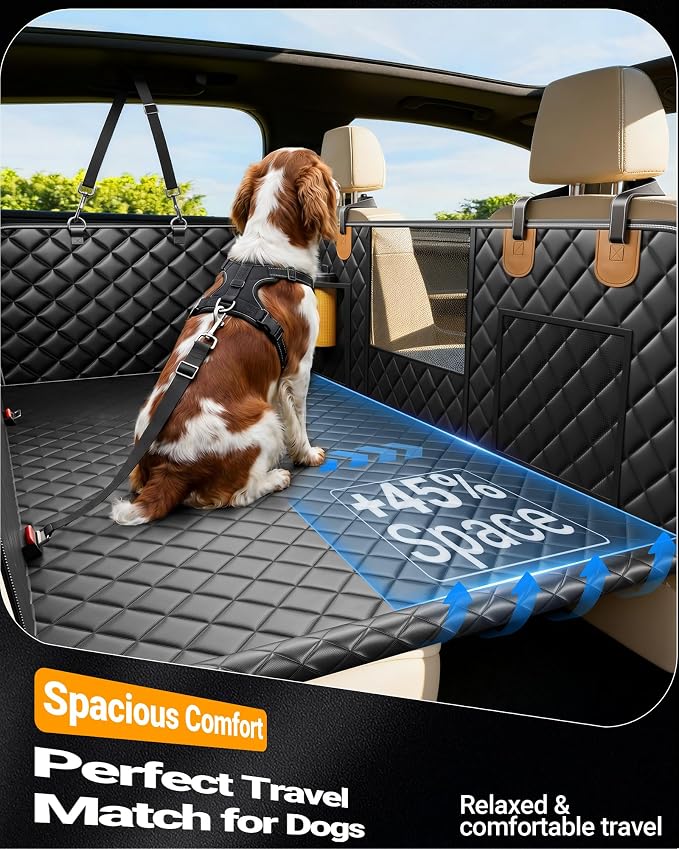 PetDance Car Back Seat Extender for Dogs,【Hard Bottom But Soft Touch】 | Thick Support Foam,【600LBS】Car BackSeat Cover,100% Waterproof Anti-Scratch Hammock for Sedan | Mid-Size & Compact SUV/Truck - Image 4