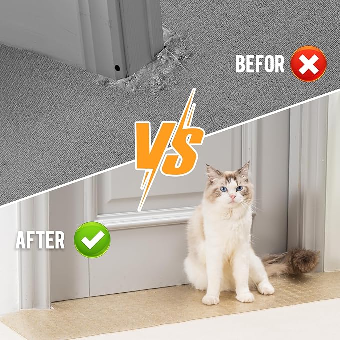 Uross Carpet Protector for pets - Cat Carpet Protector for Doorway, Anti Scratch Under Door Cat Scratch Protector Mat, Easy to Cut Plastic Carpet Scratch Stopper, Cat Scratch Guard Carpet 3.6FT-Golden - Image 4