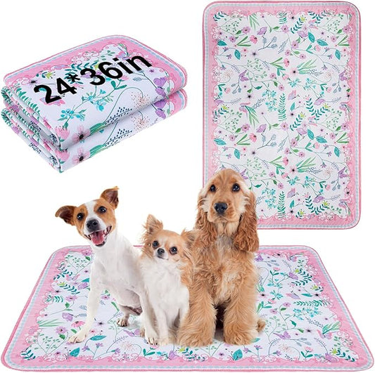 BEAUTYZOO Reusable Puppy Pads,Washable Pee Pads for Dogs,Non Slip Wee Wee Pad for Potty Training,Thick Heavy Absorbent Underpads for Playpen,Bed,Sofa,Crate,Whelping,Travel & Outdoor Spring, 24" x 36" by BEAUTYZOO