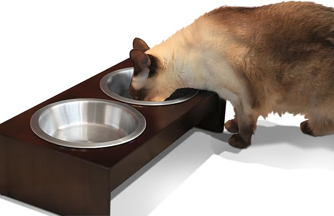 PetFusion Bamboo Elevated Dog Bowls; Cat Bowls | Raised Feeders w/ Water Resistant Seal (Short 4"; Tall 10”) | US FOOD GRADE Stainless Steel Dog & Cat Bowl - Image 7