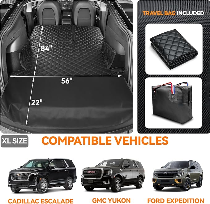 Heavy-Duty Leather SUV Cargo Liner for Fold Down Split Seats, Armrest Pass-Through Compatible, Pet-Friendly, Ideal for Dogs - Image 4