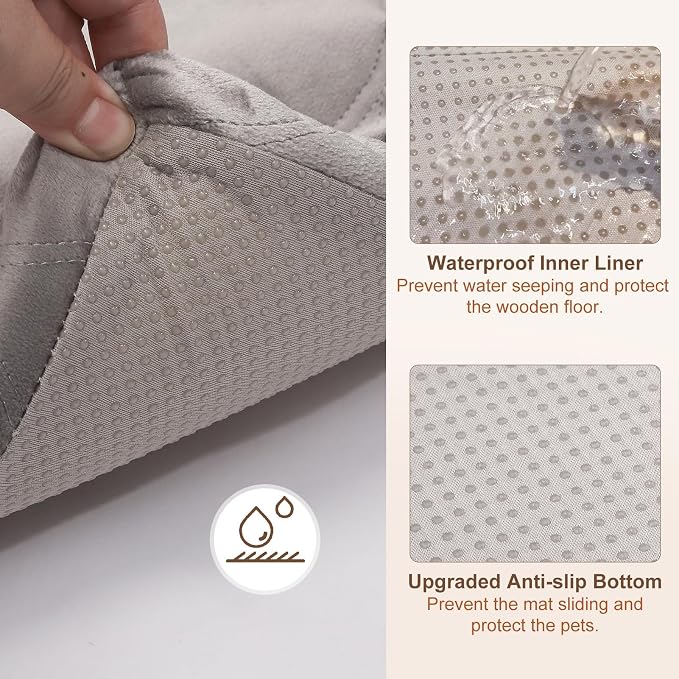 BEAUTYZOO Dog Crate Pad for Large Dogs, Washable & Detachable Kennel Mat, Anti-Slip Soft Fluffy Puppy Bed for Crate, Cage, and Car Travel, Cozy Sleeping Mattress, 42x28 Inches, Gray - Image 3
