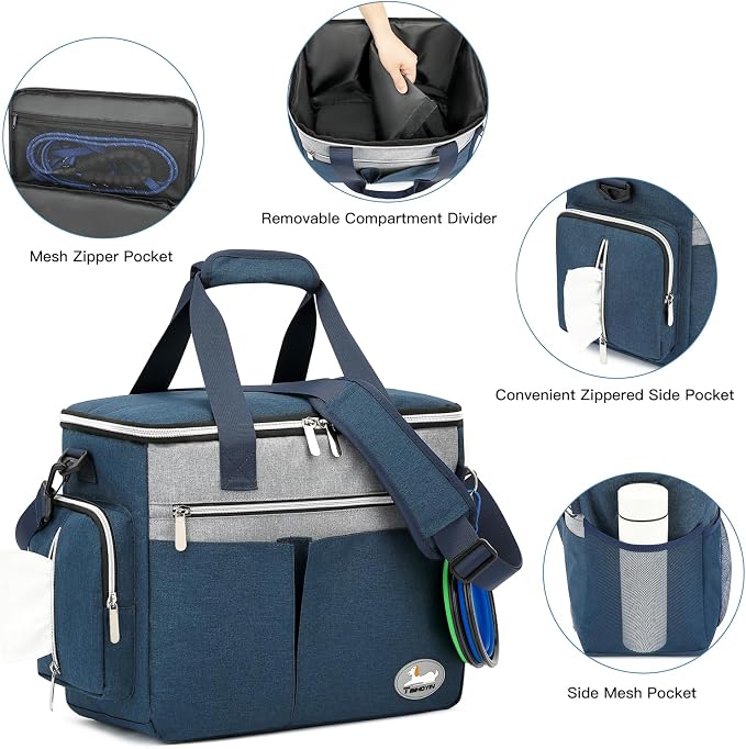 Dog Travel Bag for Pet Kit for Supplies with 2 Food Storage Containers 2 Collapsible Bowls 1 Feeding Mat 1 Dog Treat Pouch 7-Piece Set Perfect Road Trips Camping Weekend (Navy Blue) - Image 5