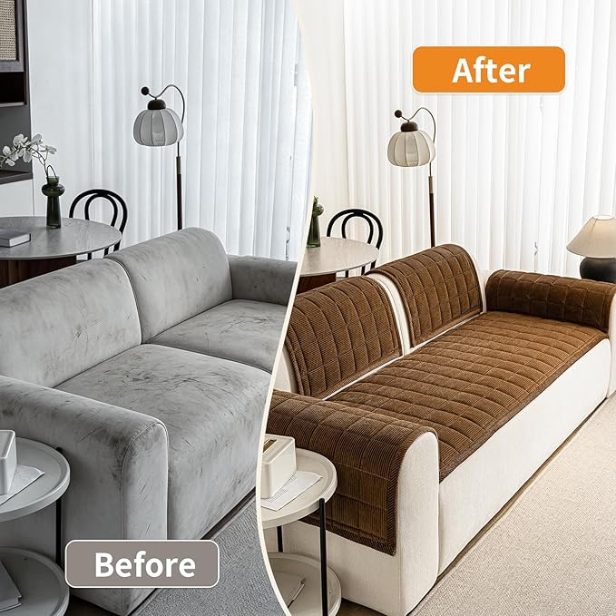 Couch Covers for Dogs Washable, 27.6"x59.1" Non Slip Couch Covers for Loveseat Sofa Pet Friendly, Soft Fuzzy Sofa Covers for Pet, Dog Couch Cover Furniture Protector(1PC,Dark Brown) - Image 5