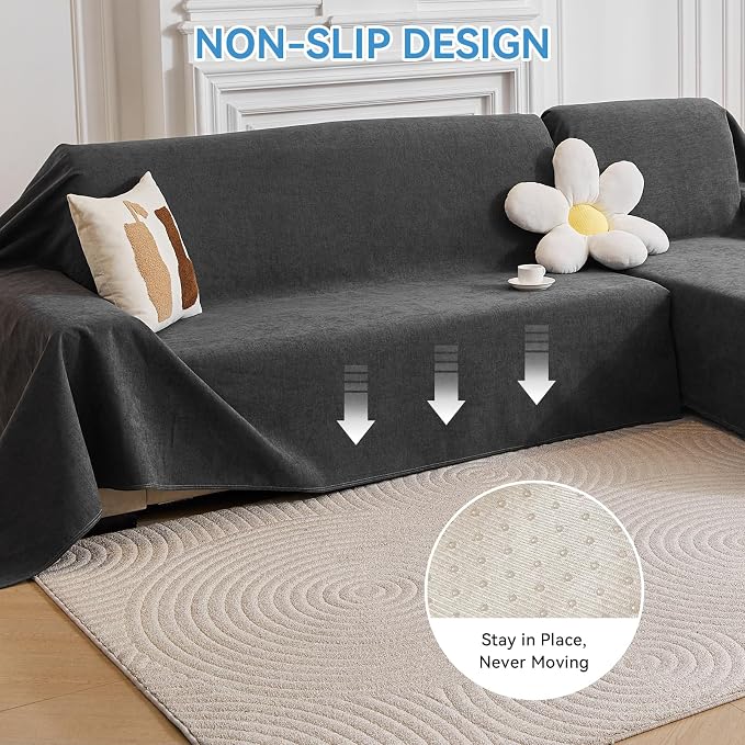 Deep Dream Sectional Couch Covers, 2 Pieces 100% Waterproof L Shaped Sofa Cover, Non Slip Couch Cover for Dogs Cats Washable, Pet Friendly Sofa Slipcovers Furniture Protector (X-Large, Dark Grey) - Image 5