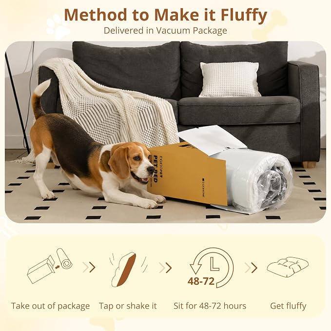 EGOHOME Dog Bed for Medium Dogs, Shredded Memory Foam, Washable, Non-Slip | Balanced Support Foam, CertiPUR-US, Removable Washable Cover, Rose Velvet, Dog Crate Bed & Kennel Pad, 29 x 21 Inch, Gray - Image 8