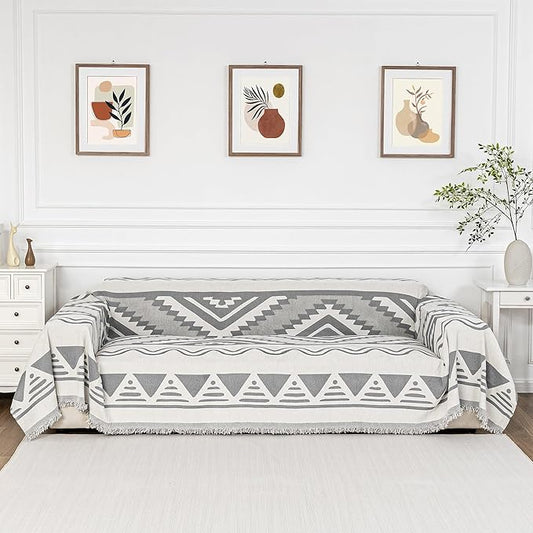MYSKY HOME Couch Cover for Sectional Sofa Set for Dog Cat Pets Couch Cover 3 Cushion Couch Sofa Chenille Boho Geometric Furniture Sofa Cover Washable Couch Protector Multi-Use Throw Blanket, 71" X134" by MYSKYHOME