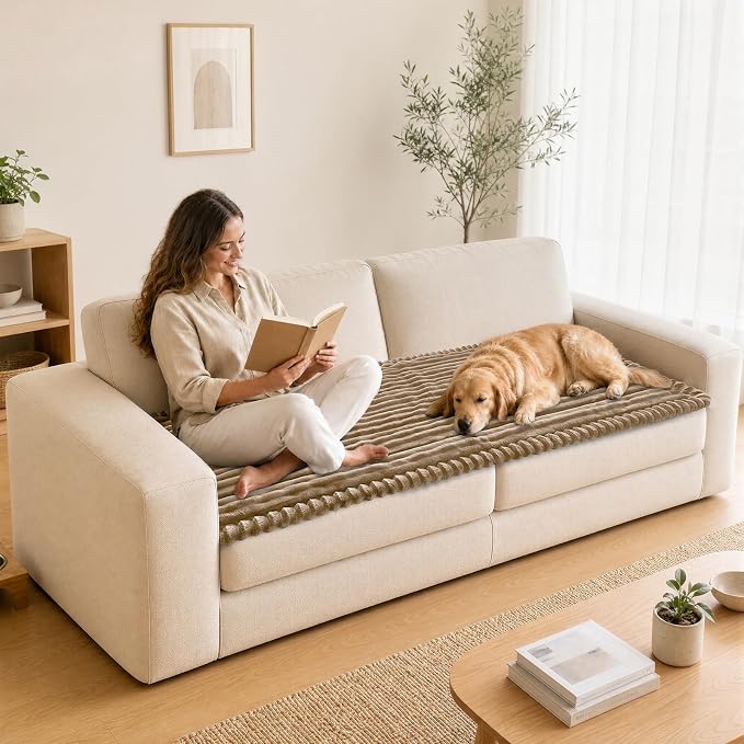 NAISI Pet Couch Covers for Sofa with Thick Filling and Non-Slip Bottom Sectional Sofa Covers Washable Friendly for Pets(1pc/27.5"x 82.6",Khaki) - Image 5