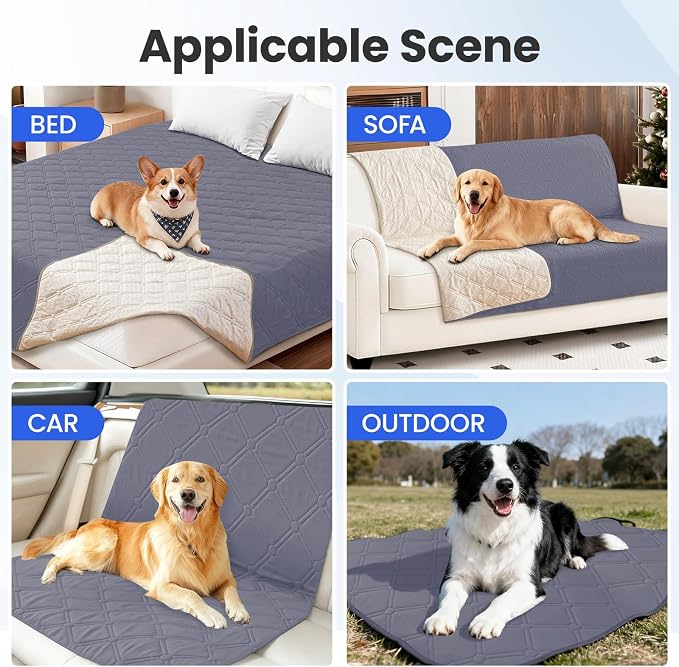 Waterproof Couch Covers for Pets, Waterproof Dog Bed Cover, Anti-Slip Soft Dog Blankets, Couch Cover for Dogs Washable, Pet Blanket for Puppy Large Dogs Cat (82x102 Inch, Grey Blue) - Image 5