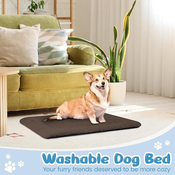 Dog Crate Pad Washable, Plush Anti-Slip Crate Mat for Medium Dogs, Cushioned Kennel Pad for Metal Dog Kennels, 30 x 20 Inch, Brown - Image 6