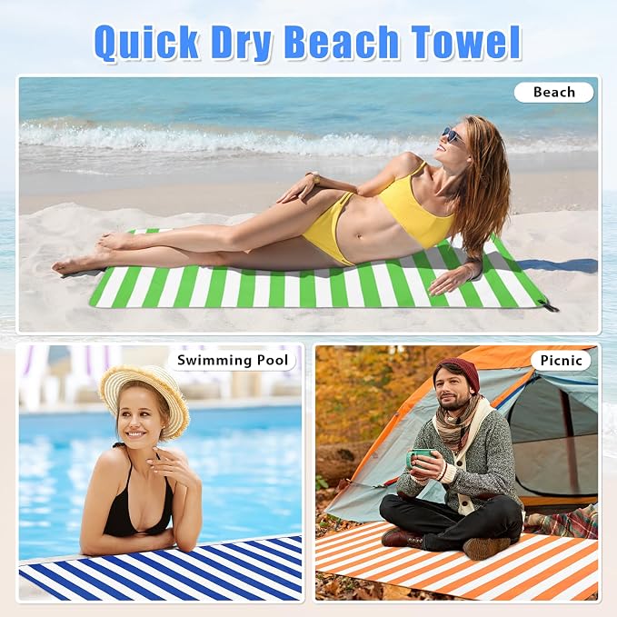 Sfee 2 in 1 Microfiber Beach Towel, Quick Dry Towel Camping Towel Travel Towel Super Absorbent Compact Lightweight Sports Gym Towels Set for Beach, Gym, Hiking, Pool, Backpacking, Bath, Yoga - Image 4
