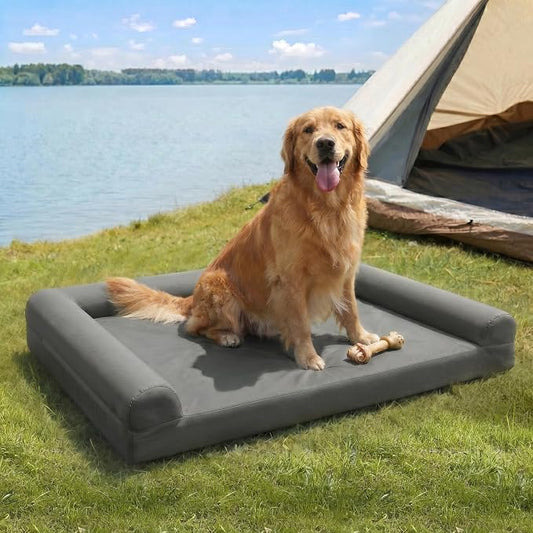 Sytopia 42 Inch Outdoor Waterproof Dog Bed for Extra Large Dogs, Washable Jacket-Grade Shell with Egg Crate Foam, Orthopedic Durable Bed for Patio, Deck, Ideal for Indoor Outdoor Use, Grey by Sytopia
