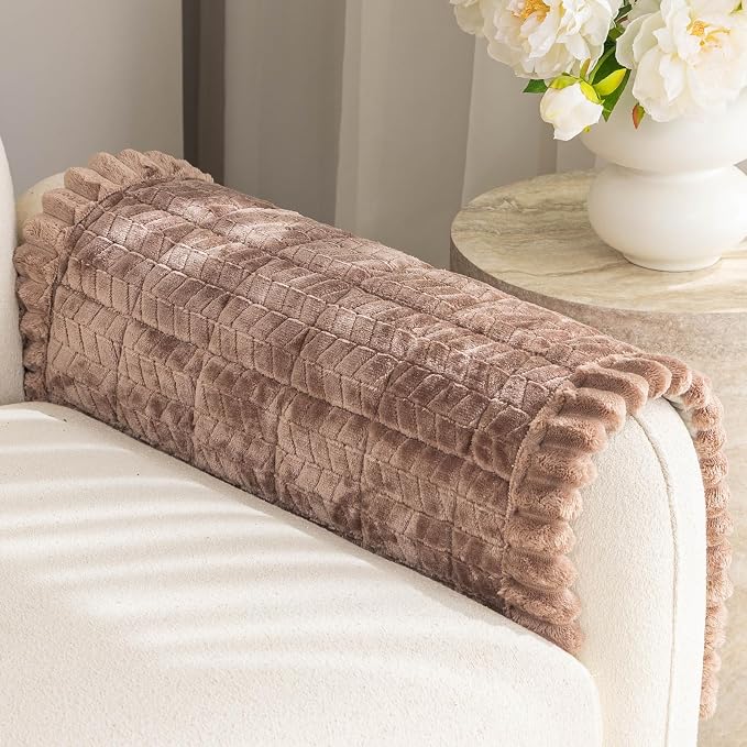 Thick Couch Arm Covers for Sofa (27.6"x27.6",Dark Brown) | Couch Armrest and Backrest Cover, Machine Washable，Non Slip Sofa Cover, Flannel Dog Pet Friendly Couch Covers Protector by TIANXINBAOBEI