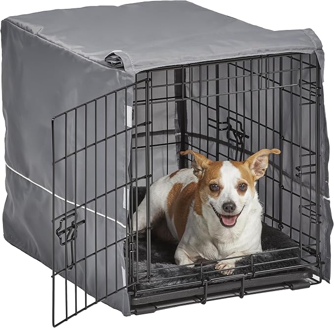 MidWest Homes for Pets Double Door 48-inch Dog Crate Kit, Bundle Includes a Two-Door Cage, Matching Gray Bed and Crate Cover, For Extra-Large Sized Breeds by MidWestHomesForPets