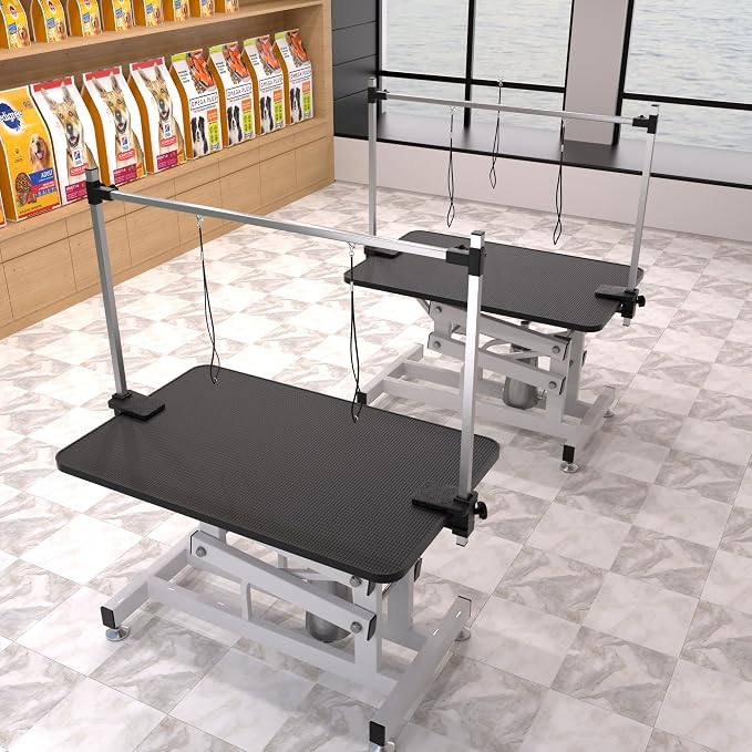 Hydraulic Dog Pet Grooming Table, 42 Inch Heavy Duty Professional Pet Grooming Station 21'' -36'' Height Adjustable for Large Dog at Home with Adjustable Overhead Arm, Clamp and Grooming Noose, Black - Image 6