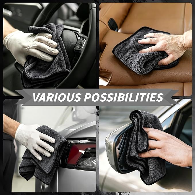 20 Pack Microfiber Towels for Cars, 24" x 16" Dual-Sided Car Drying Towel | 400 GSM Highly Absorbent, Lint-Free Microfiber Cleaning Cloths for Scratch-Free Drying, Detailing, Buffing, Polishing Cars - Image 6