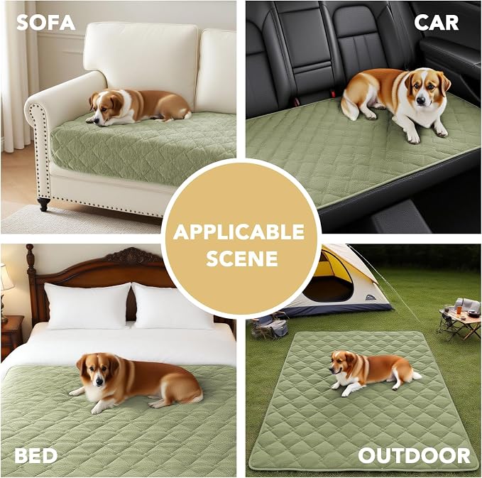 H.VERSAILTEX Couch Cover Chenille Pet Fuzzy Sofa Covers for 3 Cushion Couch Anti Slip Washable Sofa Slipcovers with Strap Soft Couch Protector Cover for Dogs Cats Kids(34.5" x 74",Tender Green) - Image 5