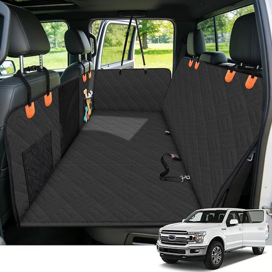 Dog Seat Cover 400LBS Hard Bottom Back Seat Extender for Large Dogs | Waterproof Polyester, Anti-Slip Surface, 3 Removable Hard Plates, Side Storage Pockets, 4-Mode Convertible, Trucks, SUVs by Unknown