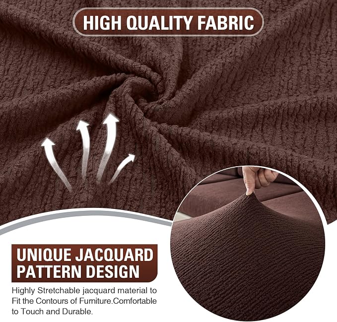 Sectional Couch Covers Stretch Cushion Covers Washable Wear-Resistant Universal Sofa Slipcovers Furniture Protector Separate Seat Chaise Couch Cover (Brown, 2 PC Armrest Covers) - Image 4