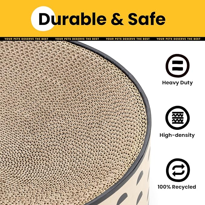 Conlun Oval Cat Scratcher Bed | Scratching Bowl Lounge for Kittens | Medium | Corrugated Cardboard Pad | Concave Shape | No Mess Enclosed Base | Serves as Couch Furniture Protector - Image 3