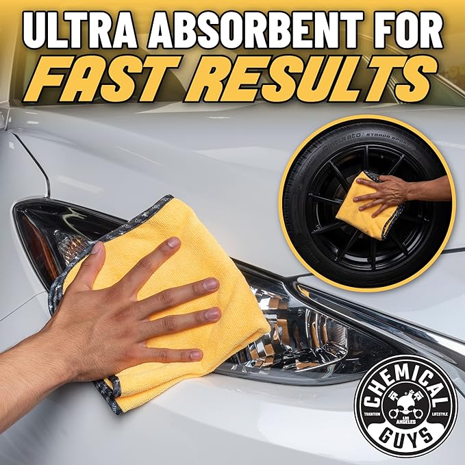 Chemical Guys, Professional Microfiber Towels, 16 x 16 in, Gold, 12 Pack | Ultra-soft, scratch-free towels to buff wax, dry panels and clean glass and interiors, machine washable - Image 7