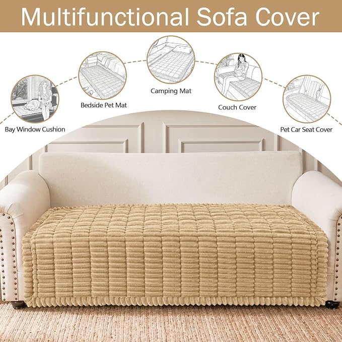 hyha Couch Cover for Dogs, Washable Non Slip Plush Flannel Sofa Protector | Thick Flannel, Silicone Anti-Slip Backing, Pet Hair & Scratch Protection, Fits Sofa & Loveseat (43" x 82.7") - Image 3