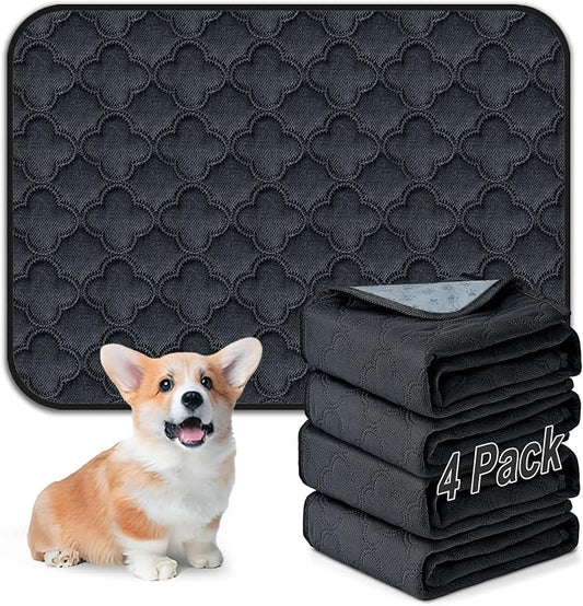 FunFurry Washable Pee Pads for Dogs - 4 Pack Reusable Pee Pads，Waterproof Puppy Pads，Pet Training Pads，Super Absorbent with Dog Paw Shape Non-Slip Backing (Dark Grey, 18" X 24" - 4 Pack) by FUNUPFURRYLIFE