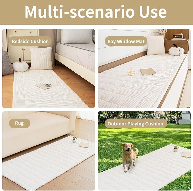 Dog Couch Cover for Sofas, Pet Couch Cover Washable, Funny Fuzzy Plush Sofa Covers for Dogs, Non Slip Sofa Covers, Sofa Pad Furniture Protector for L Shaped(1PC, Beige White, 27.5"x 82.7") - Image 4