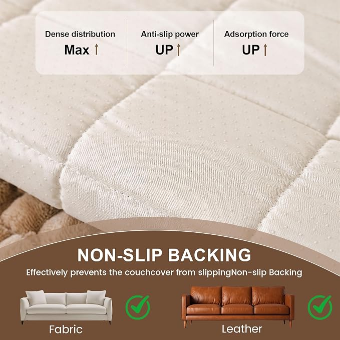 OTOB Couch Protector for Dogs Washable, Non Slip Pet Dog Sofa Couch Cover | Coffee, 27.6" x 70.9", Fuzzy Soft Plush, Pet Friendly, All Seasons, Breathable, Modern, Thick Wear-Resistant - Image 6