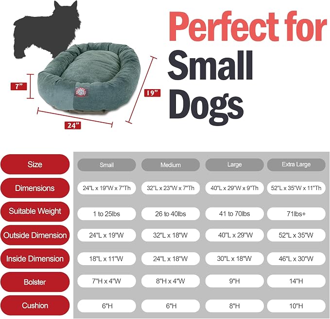 Majestic Pet 24 Inch Micro Velvet Calming Dog Bed Washable – Cozy Soft Round Dog Bed with Spine for Head Support - Fluffy Donut Puppy Mat 24x19x7 (inch) Small – Azure (2025) - Image 3