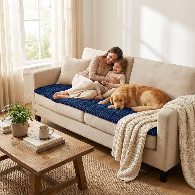 Smiry Couch Cover for Dogs, Non Slip Washable Sofa Protector for Pets | Soft Furniture Cover for Leather & Fabric Couches, Cozy Protect Against Fur, Dirt & Messes, Pet Friendly, 35.4"x88" - Image 6