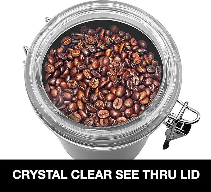Oggi Set of 4 Stainless Steel Kitchen Canisters - Airtight Clamp Lid, Clear See-Thru Top - Ideal for Kitchen Storage, Food Storage, Pantry Storage - Includes 1 each: 26oz, 36oz, 47oz, 62oz. - Image 4