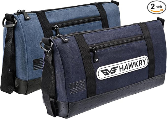 HAWKRY Heavy Duty Canvas Tool Bag Set of 2 – Waterproof Canvas Zipper Pouch, Garden Tool Bag, Construction Bags Heavy Duty, Small Zipper Pouch, Motorcycle Tool, Multipurpose Fishing Bag by HAWKRY