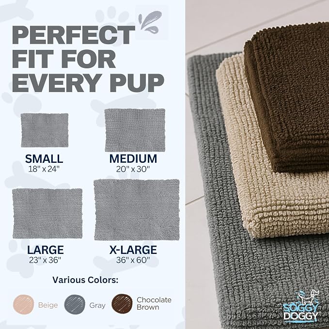 Soggy Doggy Crate Mate Dog Crate Pad, Gray, Small 18x24 | Reversible chenille pad; absorbs 7x its weight; fits wire, plastic crates & cars; puppy to senior dog; quick-dry - Image 6